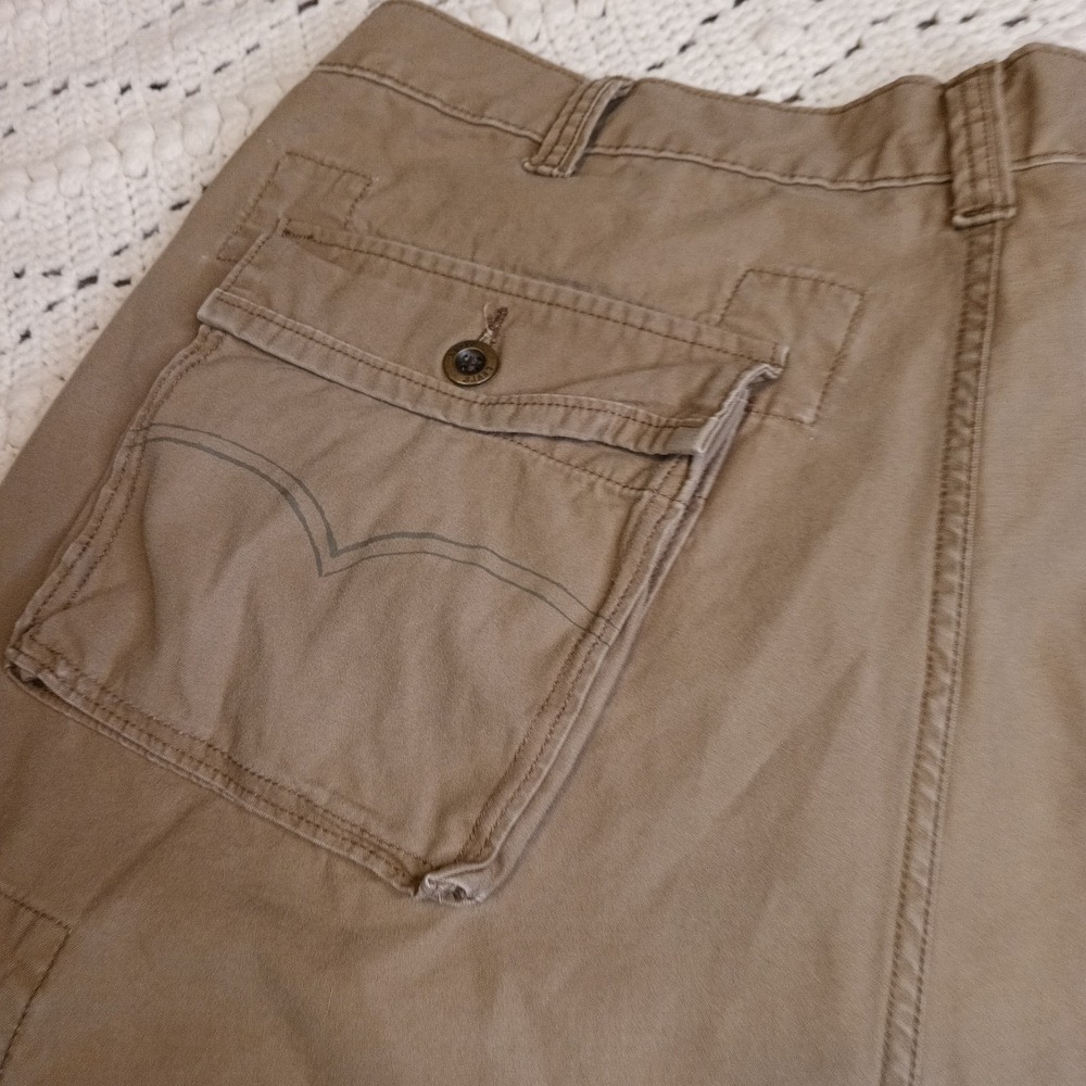 Levi Strauss Mens 40 White Tab Cargo Shorts Khaki Snap 3D Pockets Outdoor Heavy - Picture 7 of 16